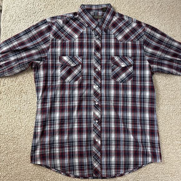 Roper Other - Roper Shirt Mens 2XL Red White Blue Plaid L/S Pearl Snap Western Cowboy
